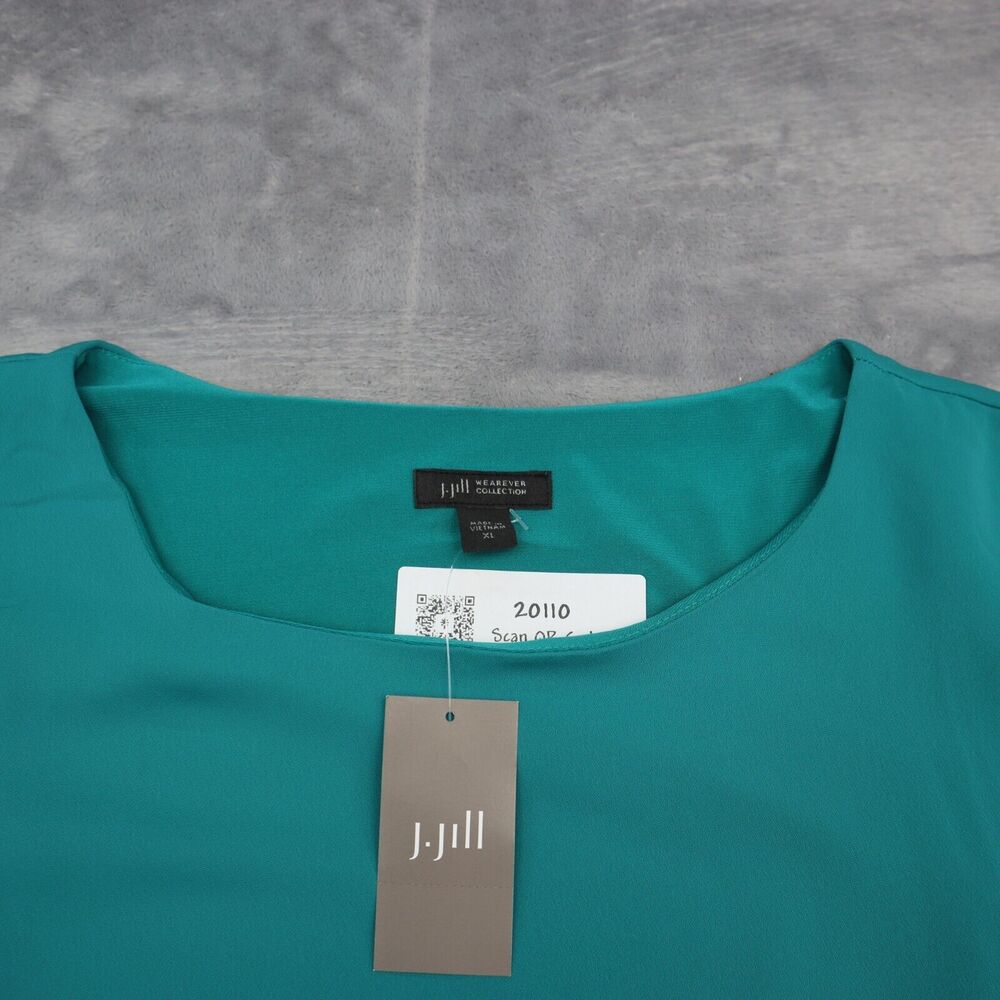 J.Jill Wearever Collection Shirt Womens XL Teal Round Neck Ruffle Sleeve Top NEW - Picture 11 of 16
